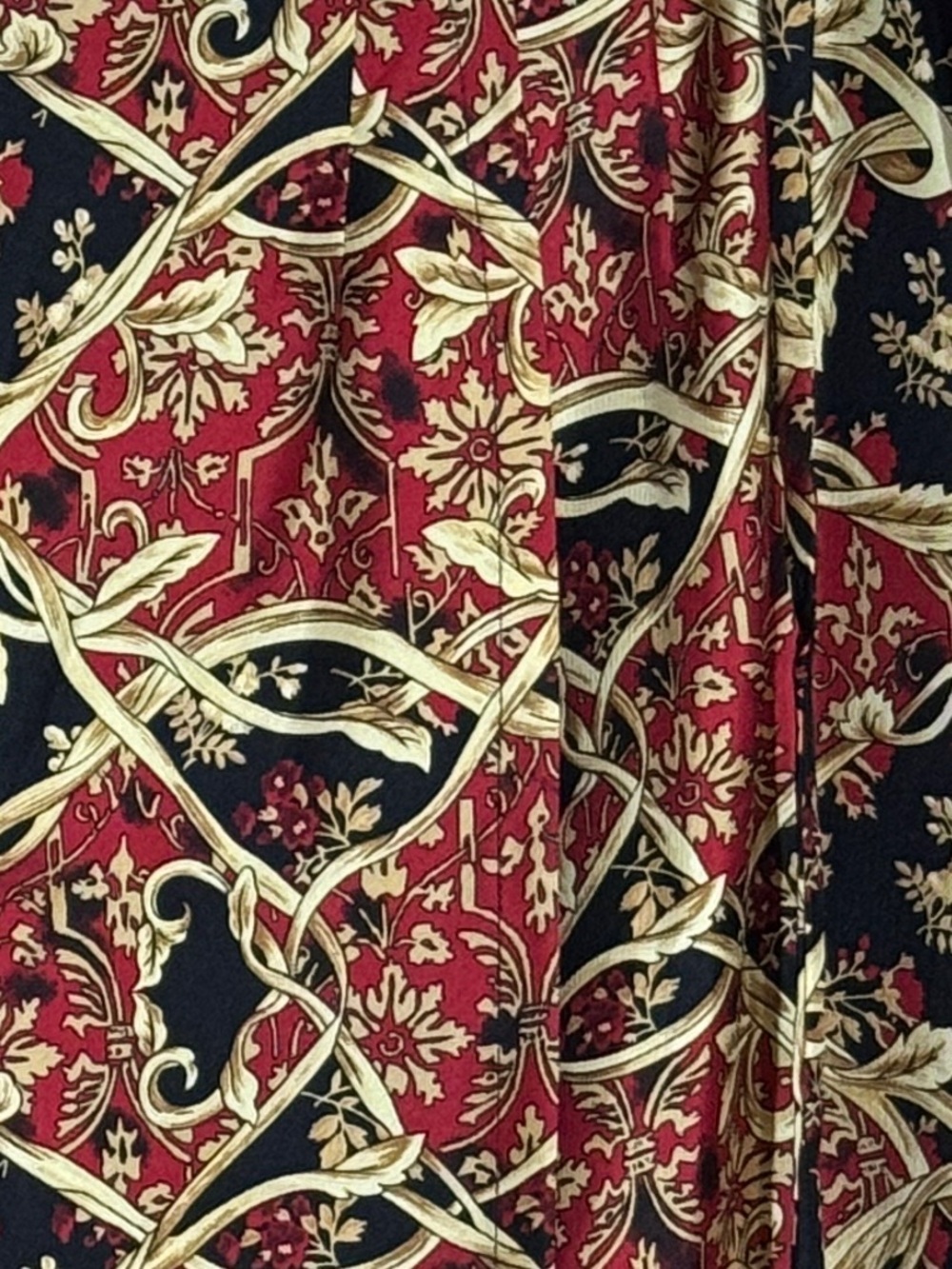Liz Claiborne Collection 100% Silk Maxi Wrap Skirt Sz 12 Baroque Ribbon Print - Picture 2 of 7